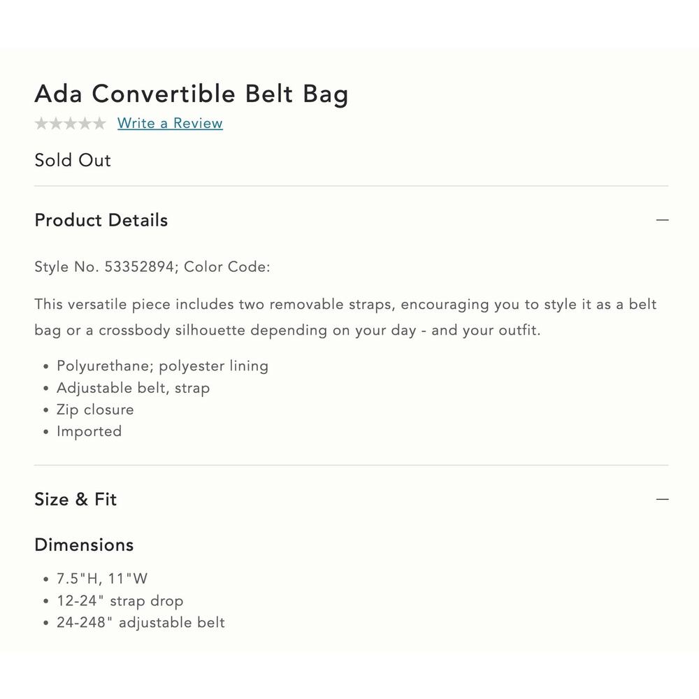 Anthropologie NEW Convertible Hip Belt Bag Vegan Leather Sand Sable Color NWT - Picture 12 of 12
